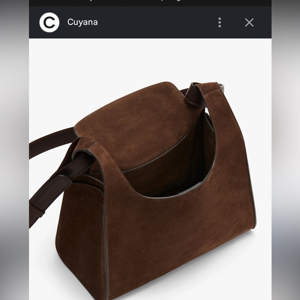 Cuyana Mini Double Loop Suede Crossbody Bag Chocolate Brown - Picture 2 of 12